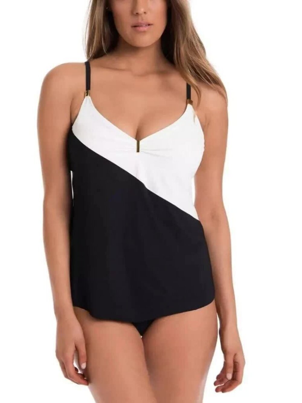Amoressa Black Domino Lauren Fold Over Tankini Top Size 8